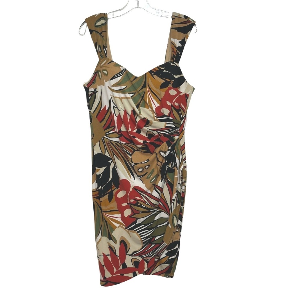 Cache Sheath Dress Women Multicolor Tropical Ruched Sweetheart Bodycon Y2K 12